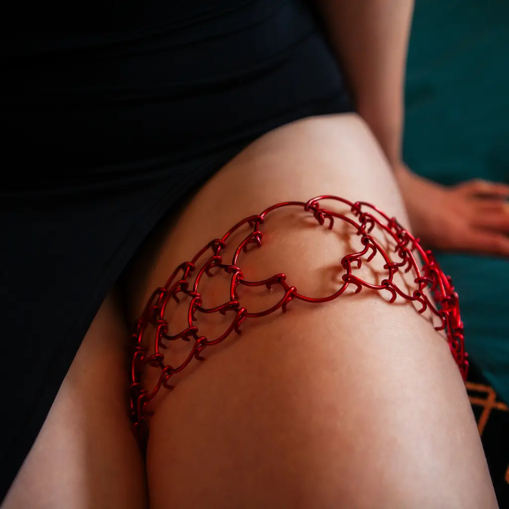 Cilice de cuisse (3 rangées colorés) (Rouge, Rouge)