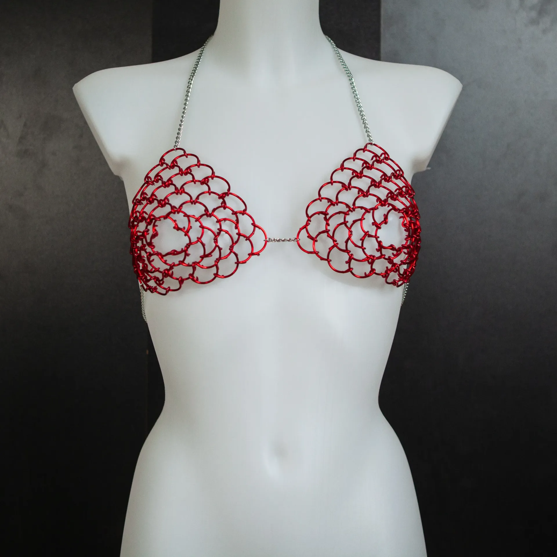 [soutien-gorge cilice rouge] Colourful cilice bra (Red)